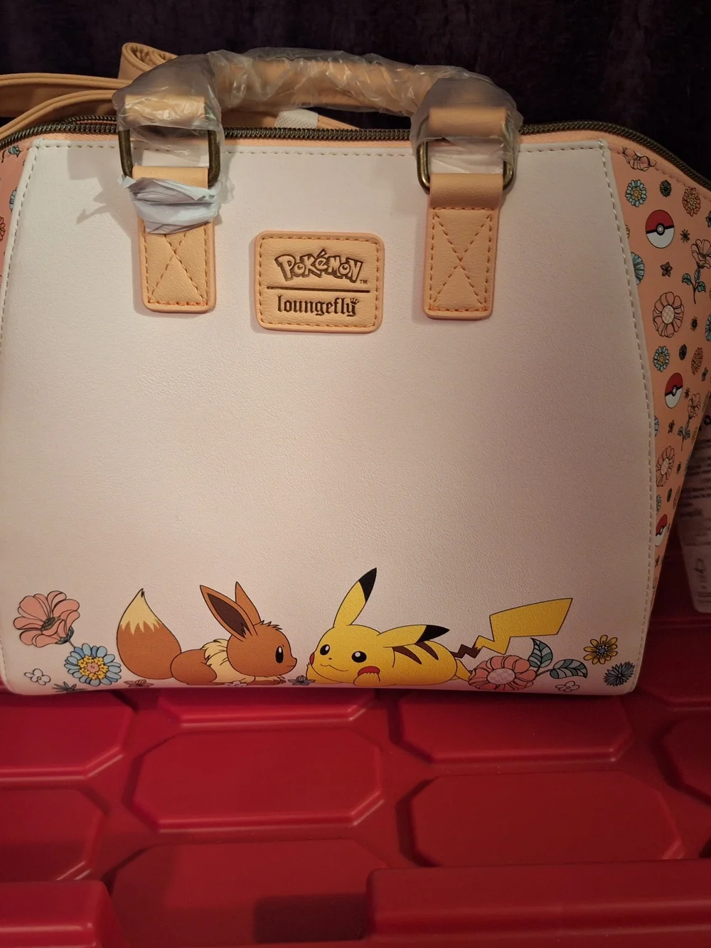 Loungefly Yellow Pikachu & Brown Eevee Floral Satchel
